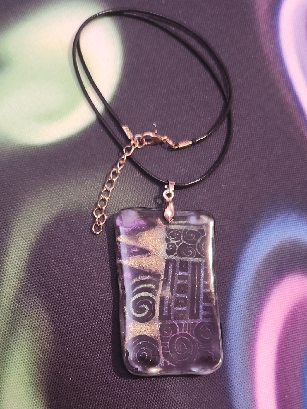 Colorful Abstract Pendant Necklace.